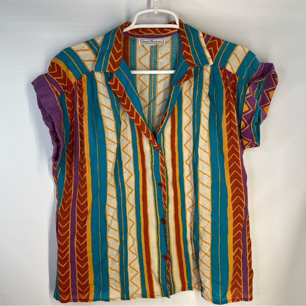 Susan Burrowes Colorful Striped Shirt